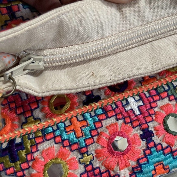 Star Mela Jui Large Neon Embroidered Studded Fold over Clutch Multicolor - Picture 5 of 12